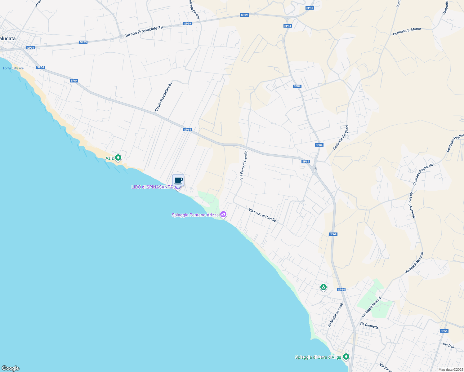 map of restaurants, bars, coffee shops, grocery stores, and more near 121 Via degli Assiri in Libero consorzio comunale di Ragusa