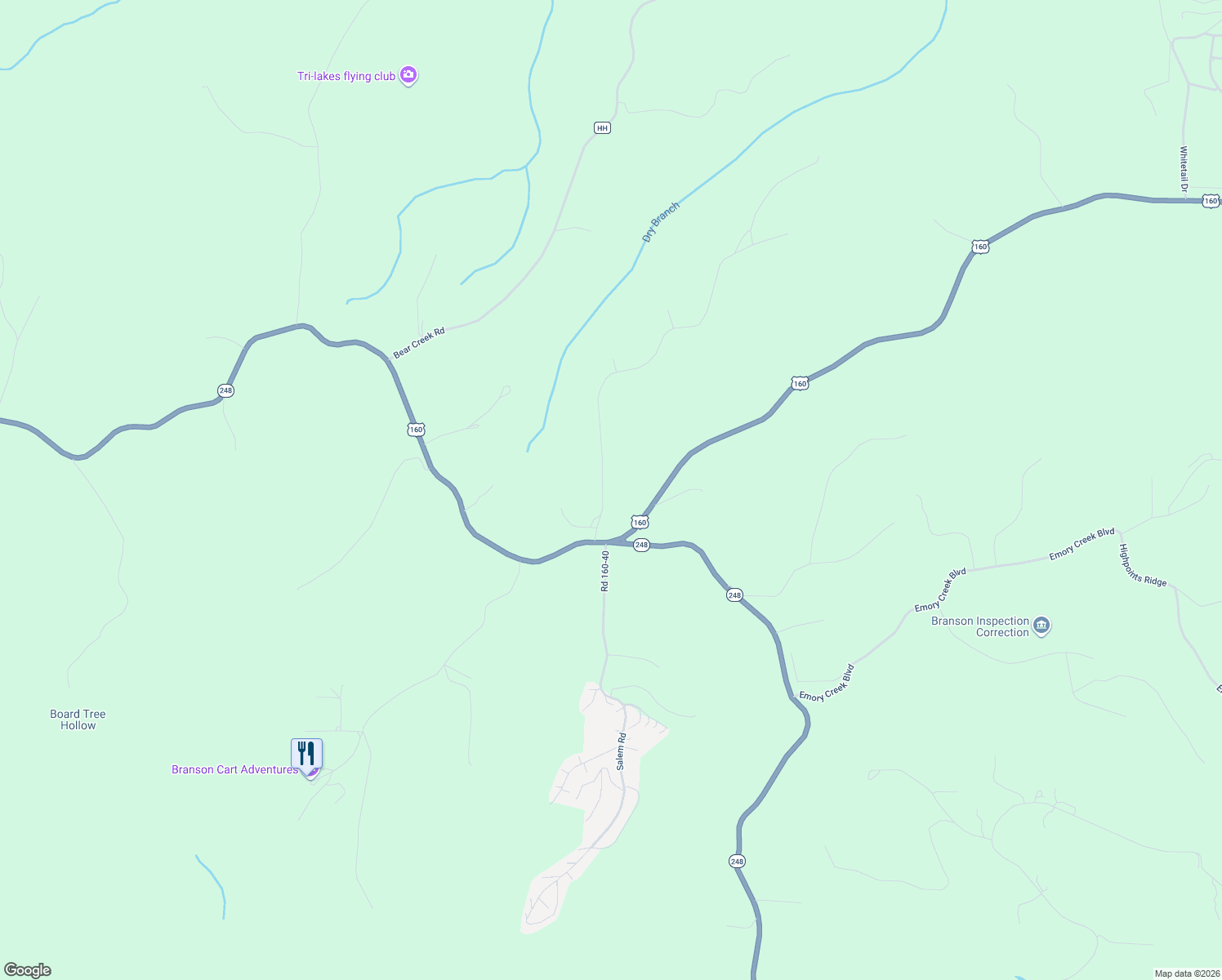 map of restaurants, bars, coffee shops, grocery stores, and more near 238 Newbury Road in Reeds Spring