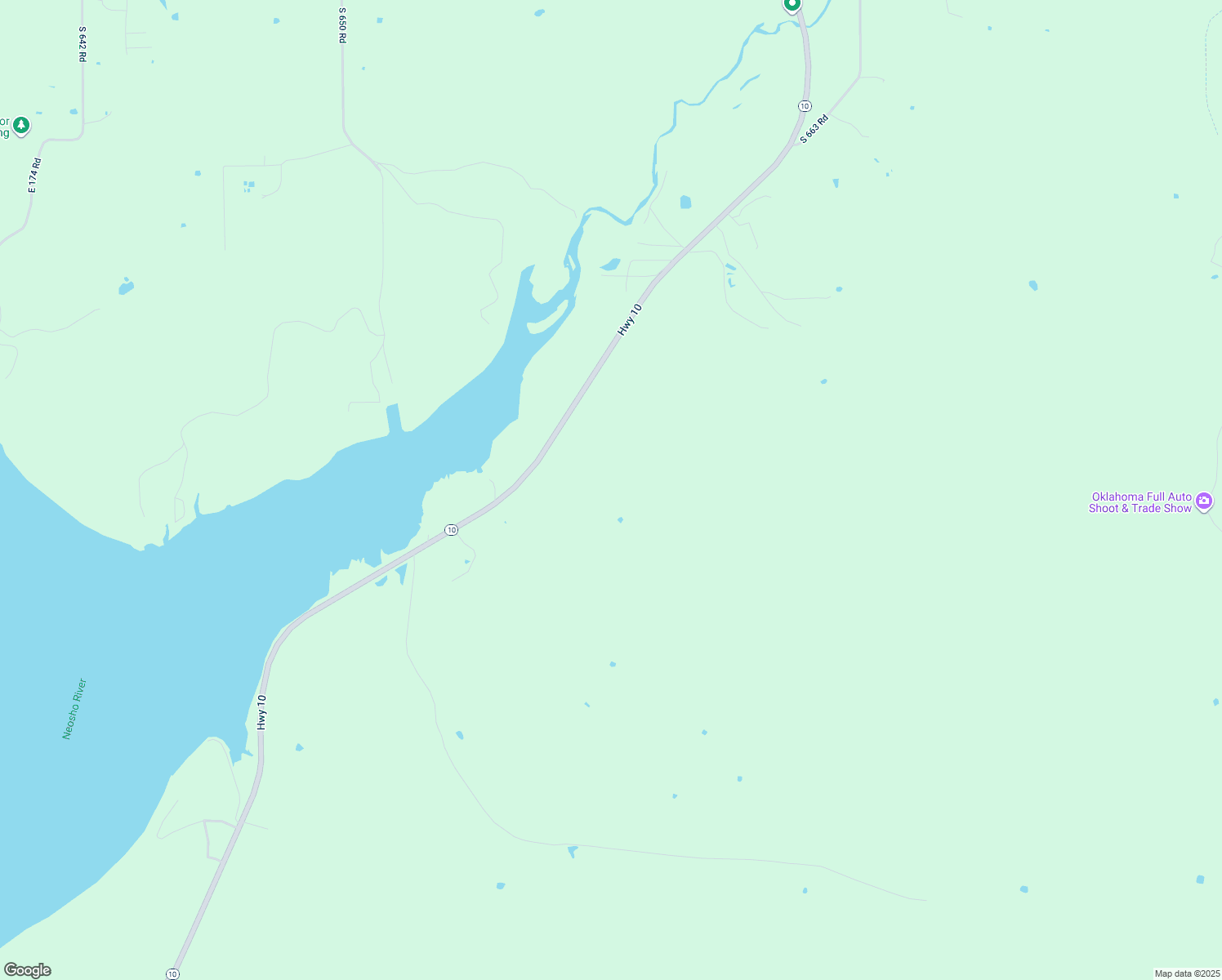 map of restaurants, bars, coffee shops, grocery stores, and more near 18448 Oklahoma 10 in Wyandotte