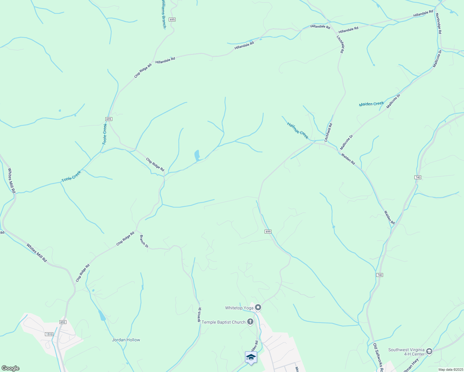 map of restaurants, bars, coffee shops, grocery stores, and more near 24597 Walden Road in Abingdon