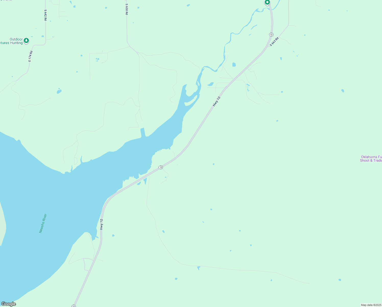 map of restaurants, bars, coffee shops, grocery stores, and more near 18448 Oklahoma 10 in Wyandotte