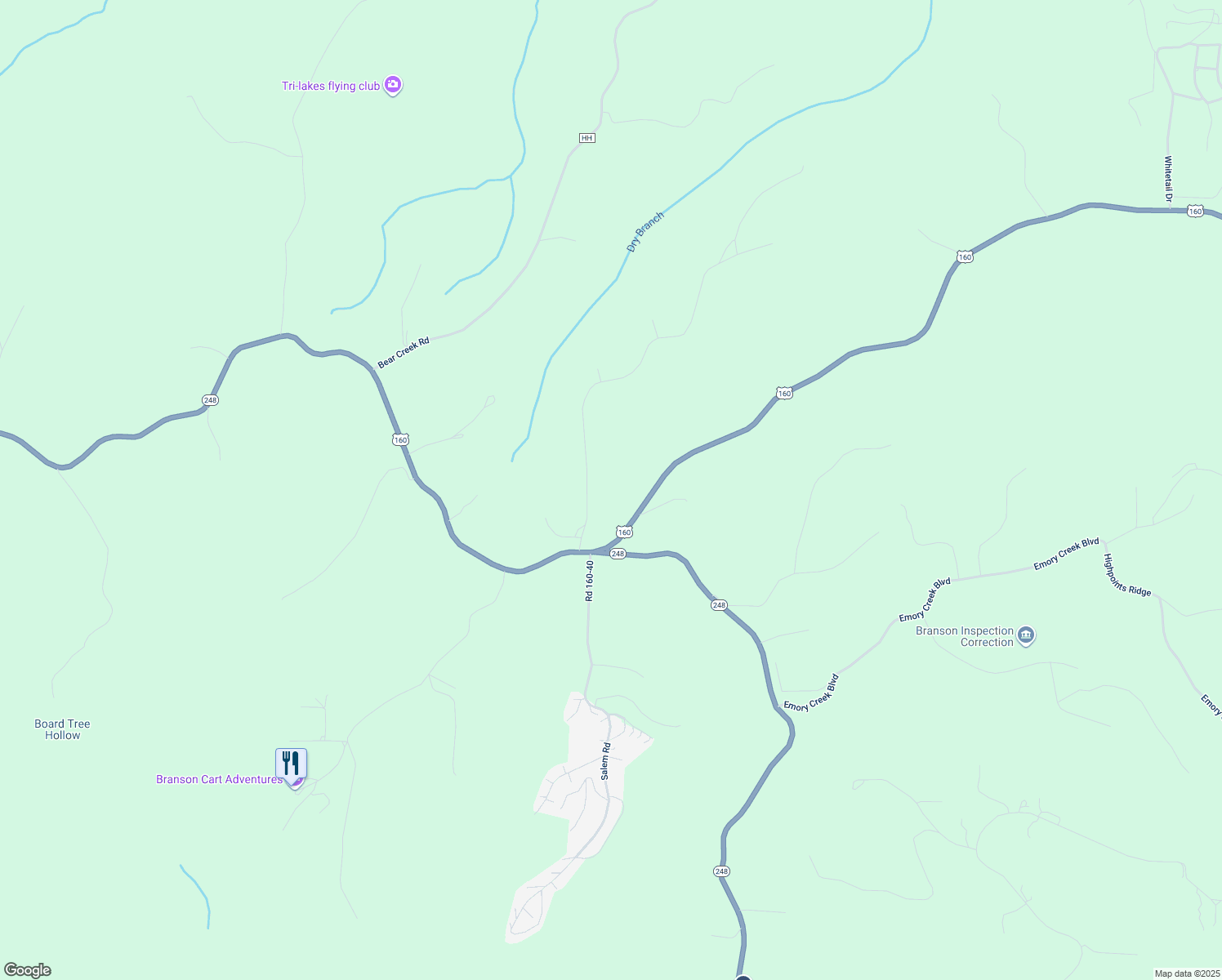 map of restaurants, bars, coffee shops, grocery stores, and more near 238 Newbury Road in Branson