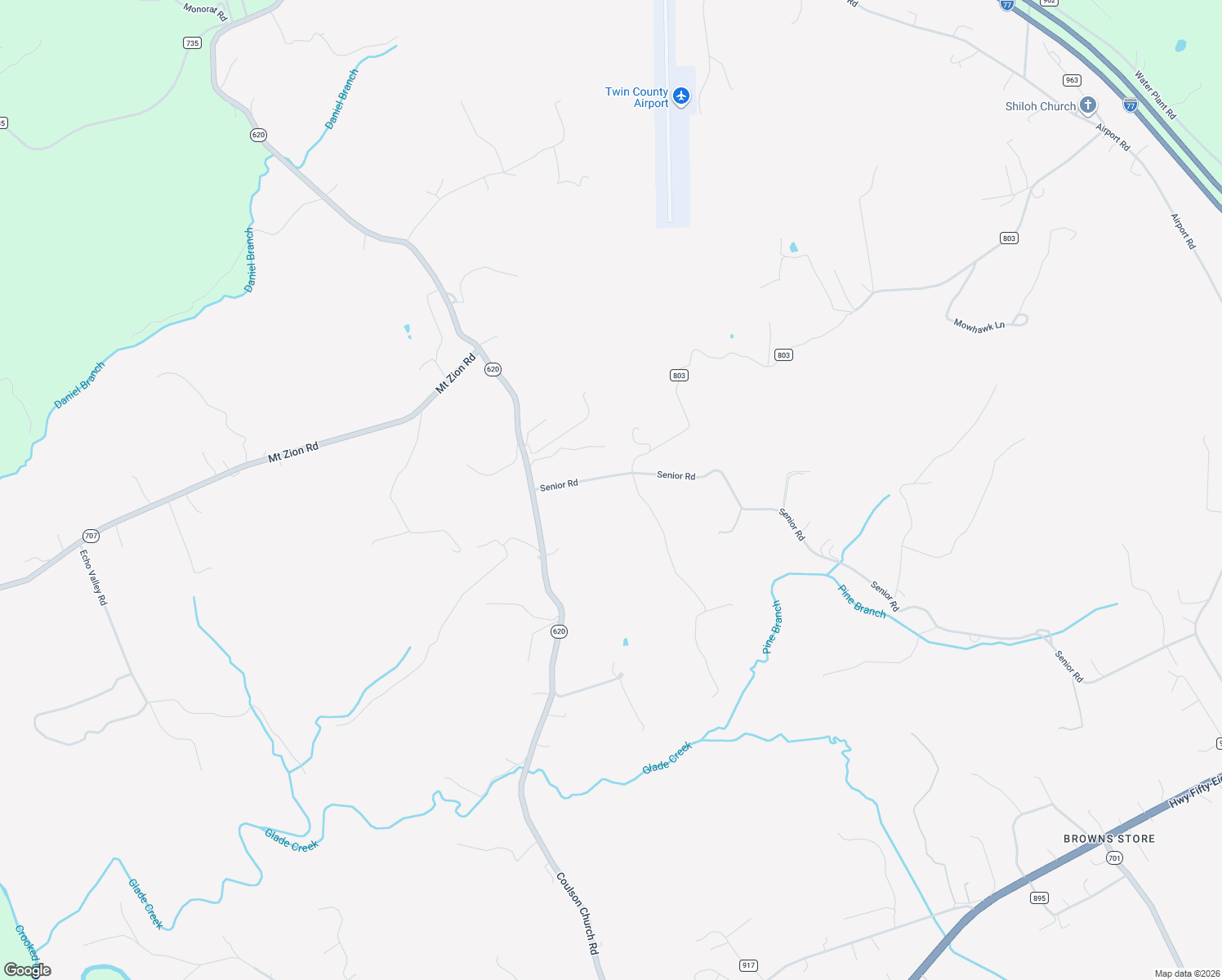 map of restaurants, bars, coffee shops, grocery stores, and more near Senior Road in Hillsville
