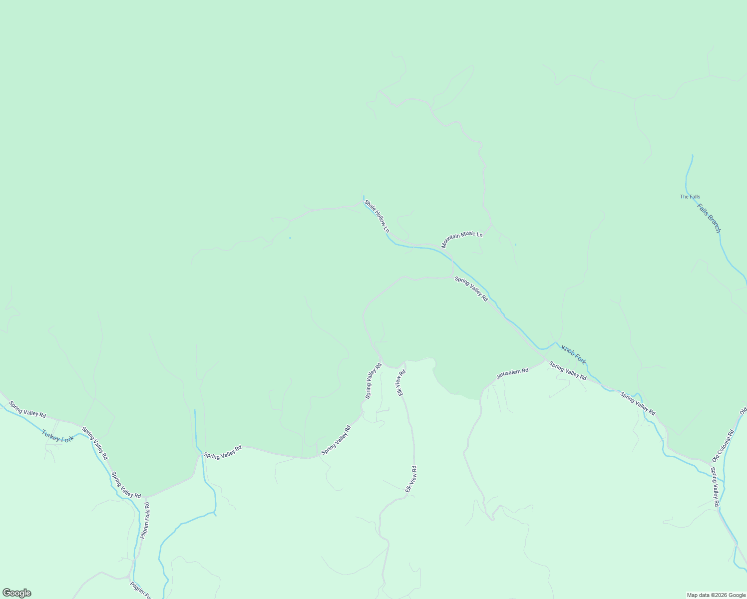 map of restaurants, bars, coffee shops, grocery stores, and more near 3102 Spring Valley Road in Elk Creek