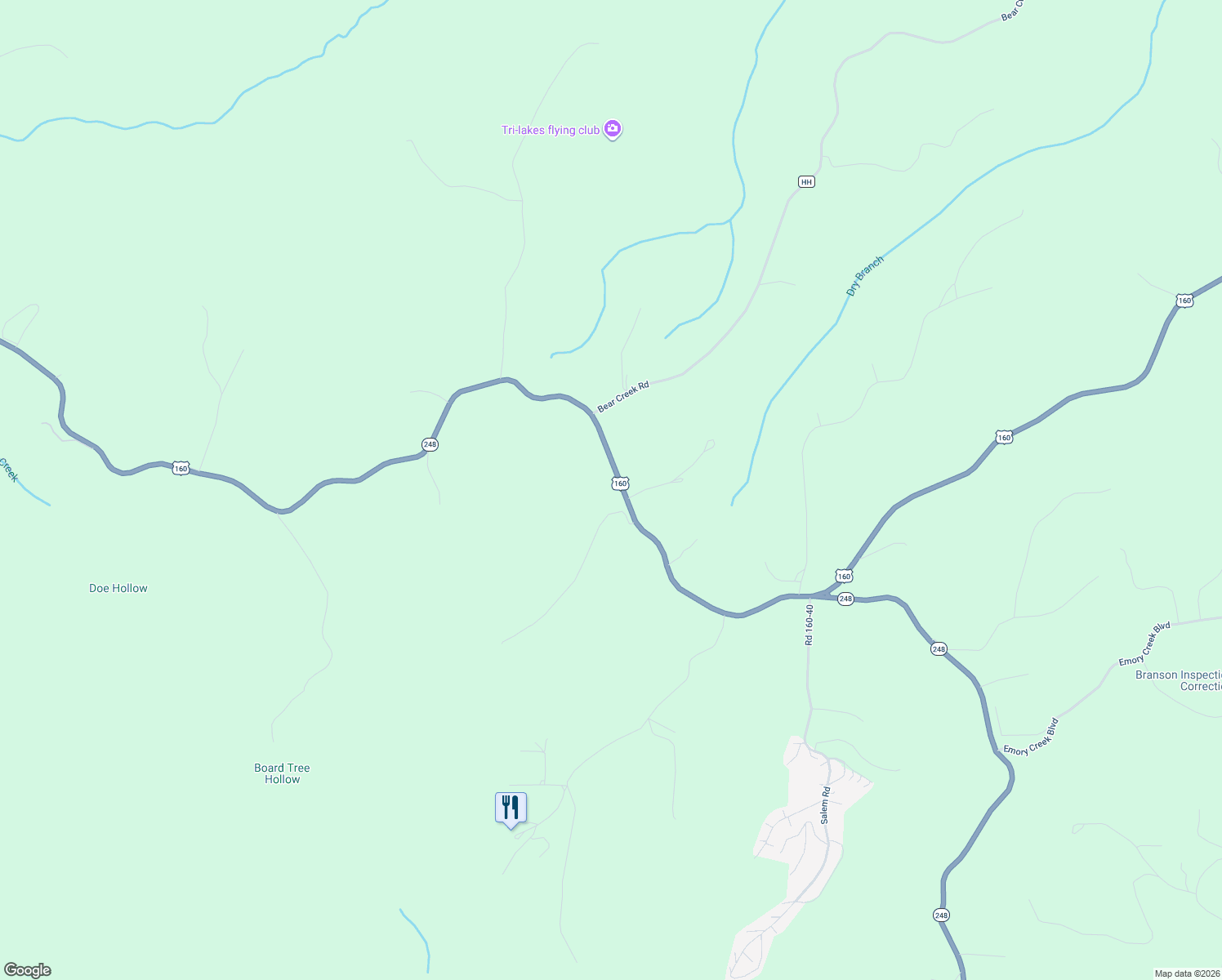 map of restaurants, bars, coffee shops, grocery stores, and more near 1164 U.S. 160 in Branson