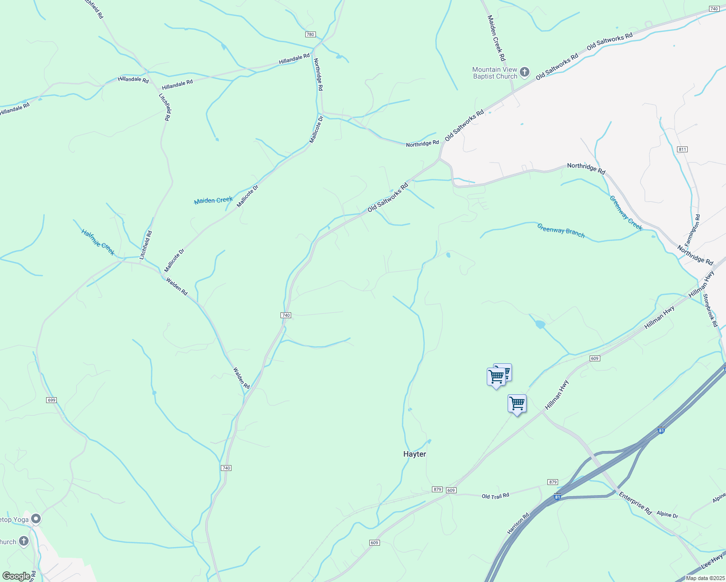 map of restaurants, bars, coffee shops, grocery stores, and more near 25309 Calima Drive in Abingdon
