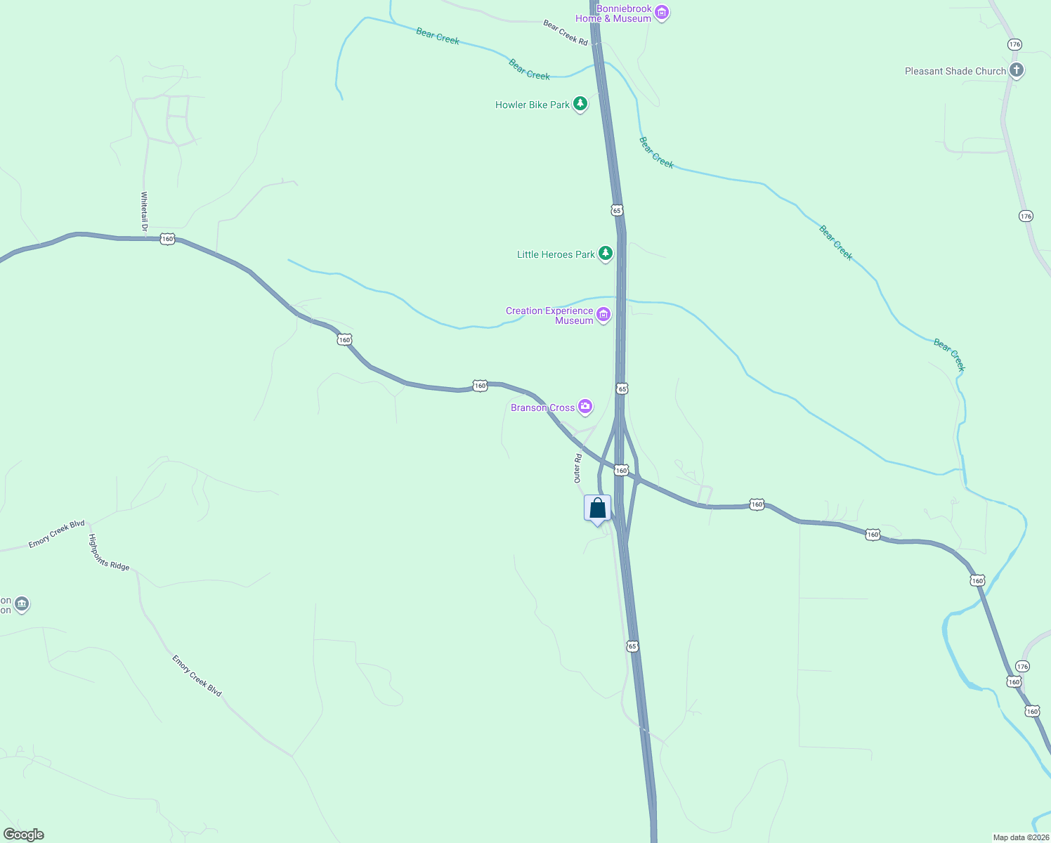 map of restaurants, bars, coffee shops, grocery stores, and more near in Branson