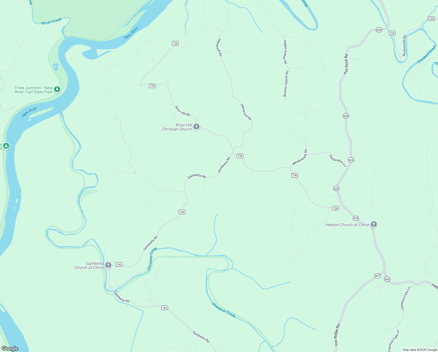 map of restaurants, bars, coffee shops, grocery stores, and more near 2563-3213 Gambetta Road in Galax