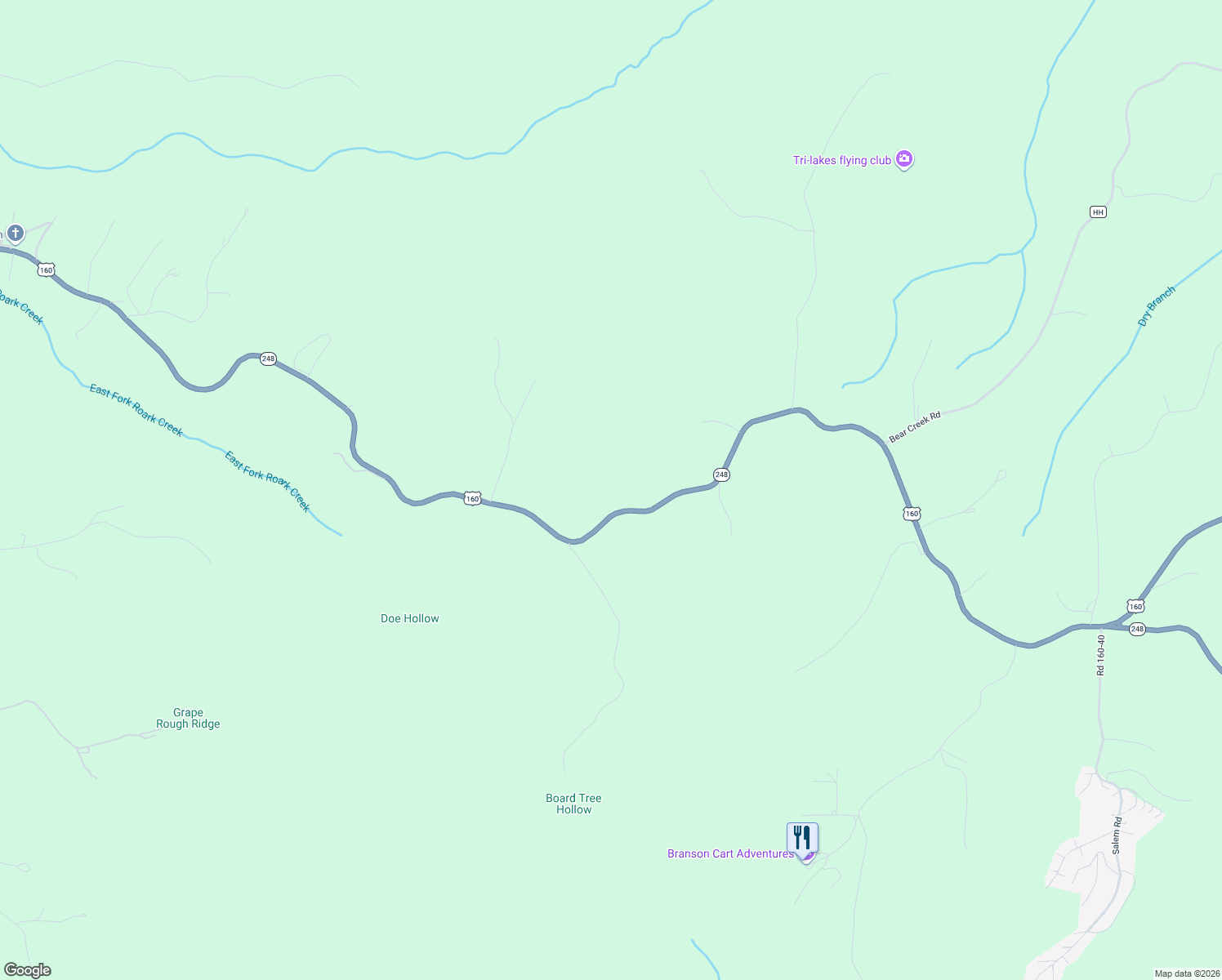 map of restaurants, bars, coffee shops, grocery stores, and more near Highway 248 in Reeds Spring