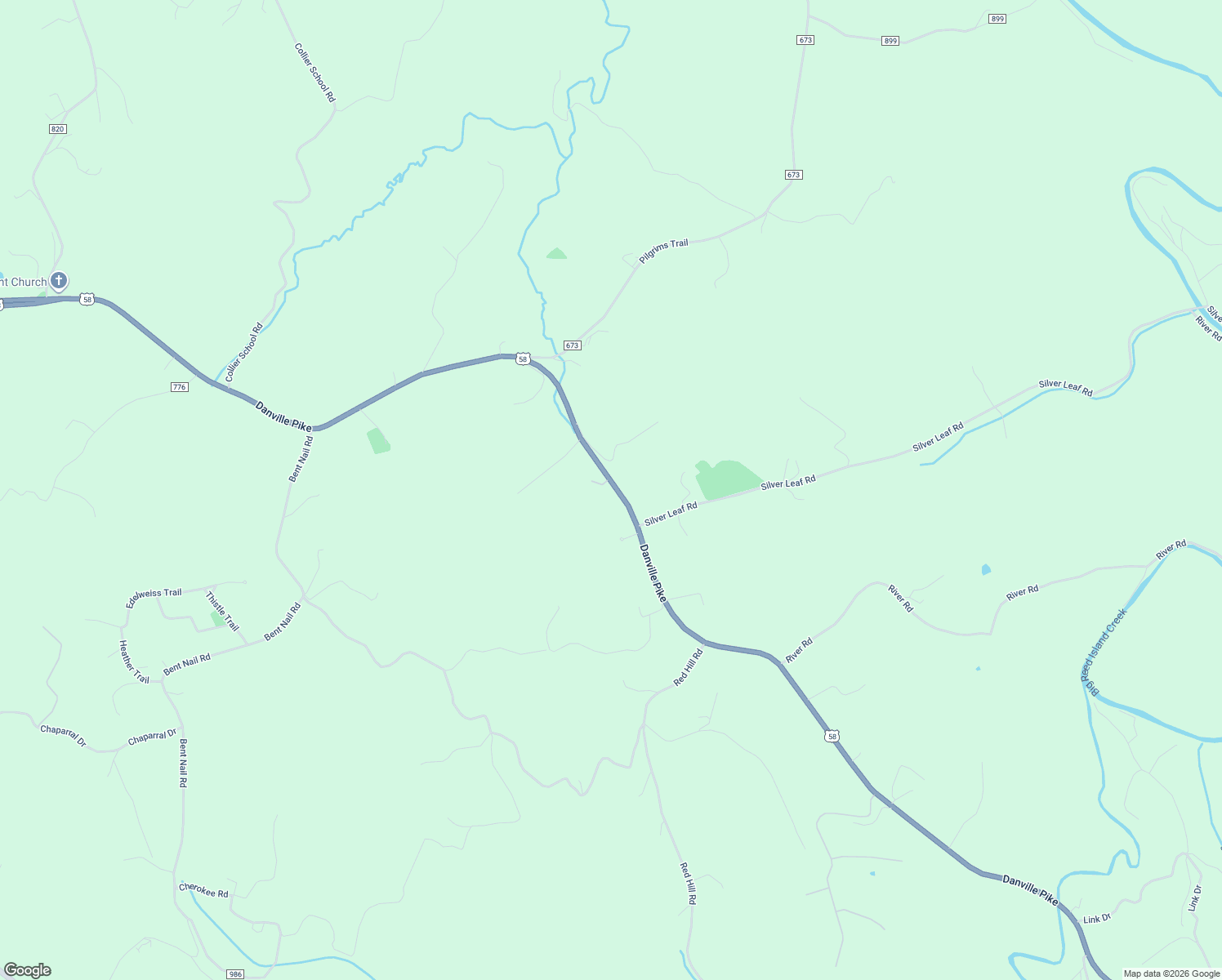map of restaurants, bars, coffee shops, grocery stores, and more near Danville Pike in Dugspur