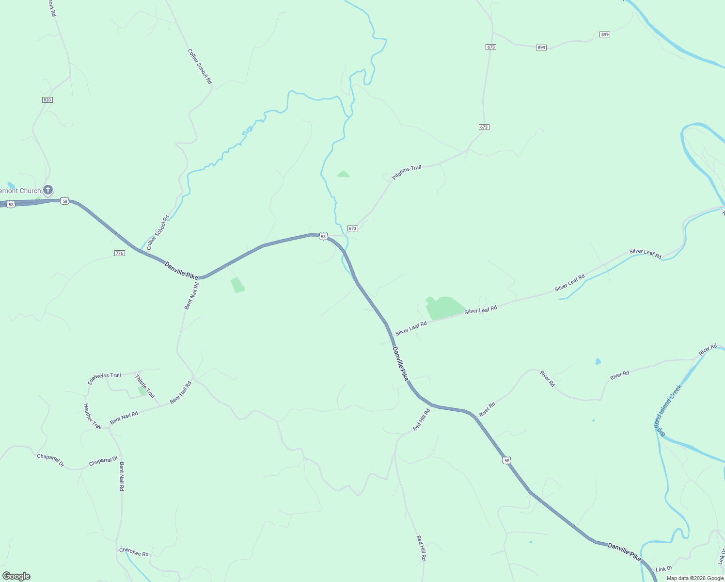 map of restaurants, bars, coffee shops, grocery stores, and more near Danville Pike in Dugspur