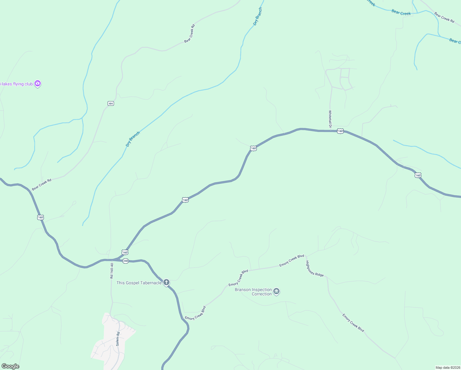 map of restaurants, bars, coffee shops, grocery stores, and more near 3064 U.S. 160 in Walnut Shade