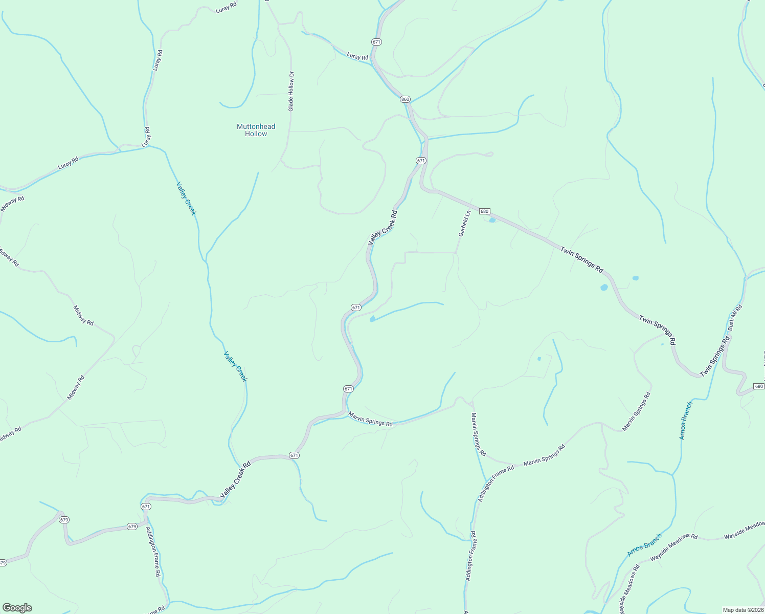 map of restaurants, bars, coffee shops, grocery stores, and more near 2664 Valley Creek Road in Nickelsville