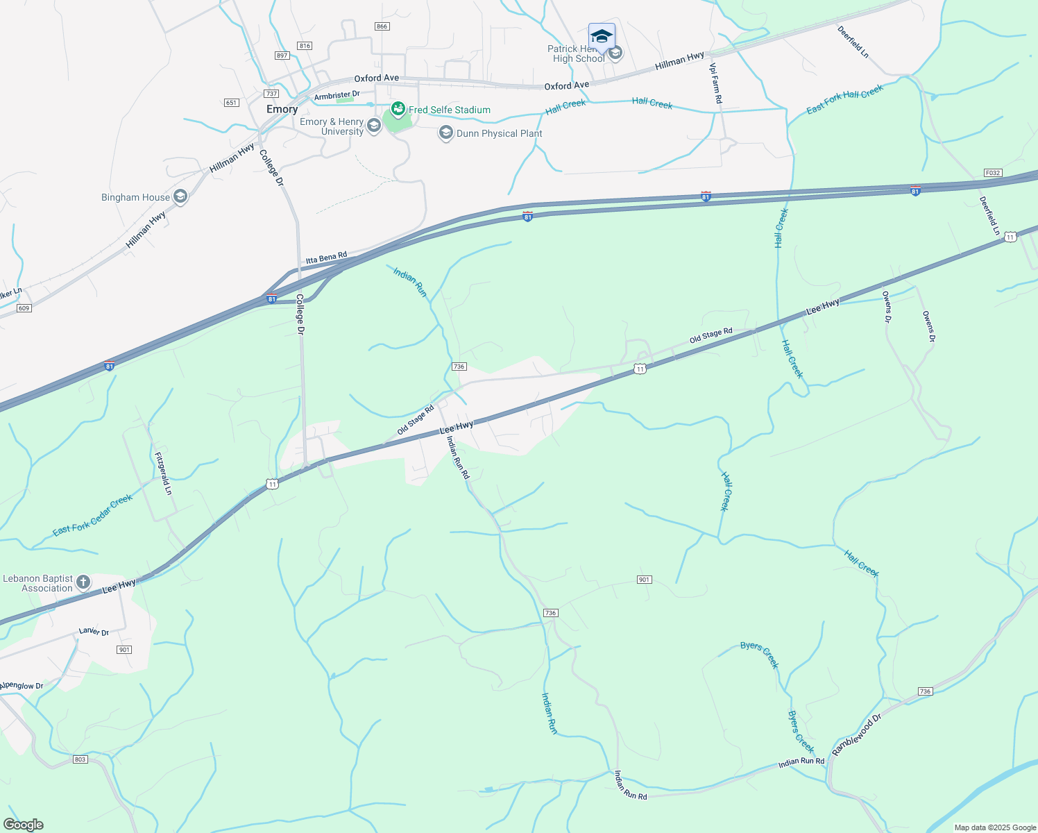 map of restaurants, bars, coffee shops, grocery stores, and more near 31252 Lee Highway in Glade Spring