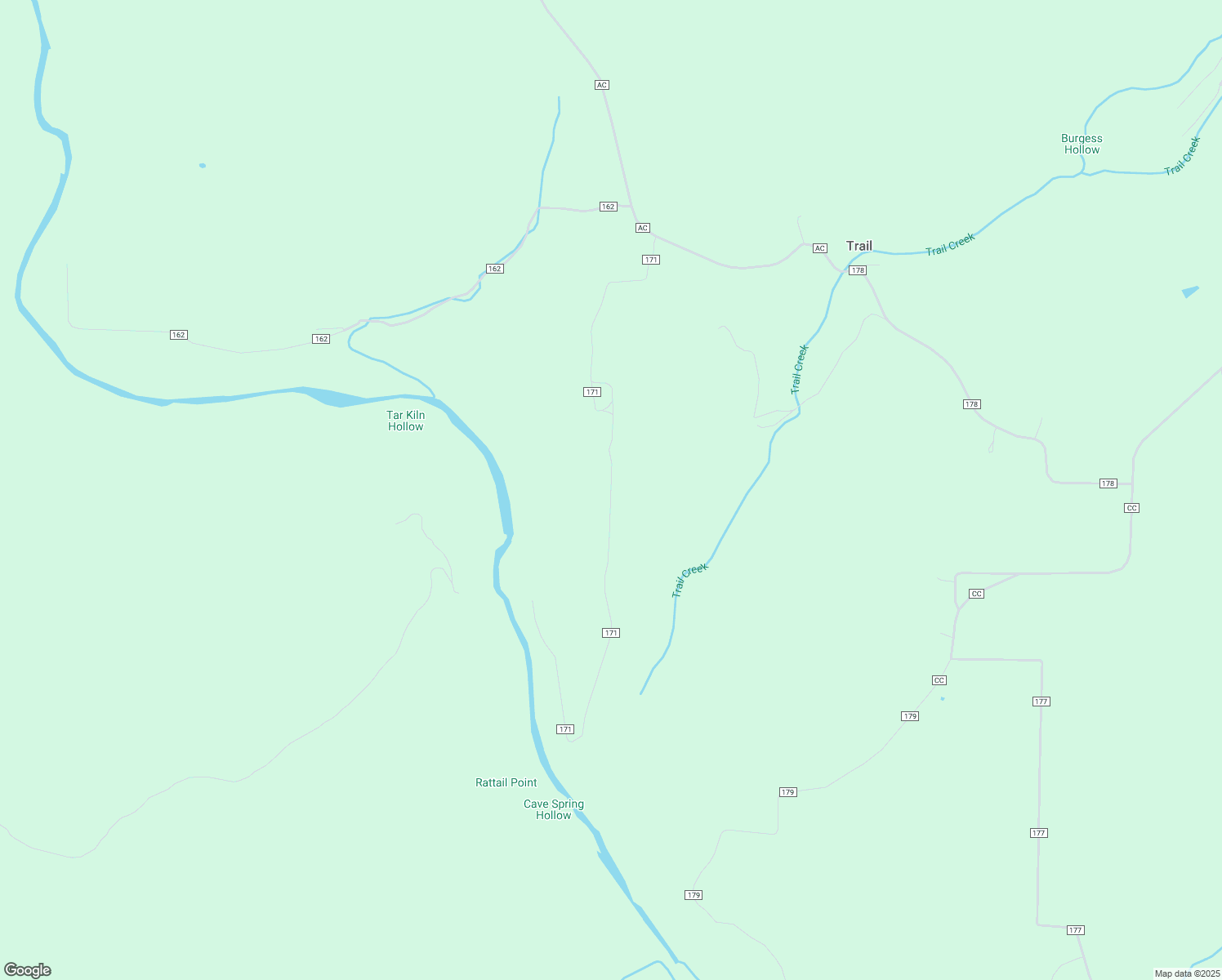 map of restaurants, bars, coffee shops, grocery stores, and more near County Road 171 in Ozark County