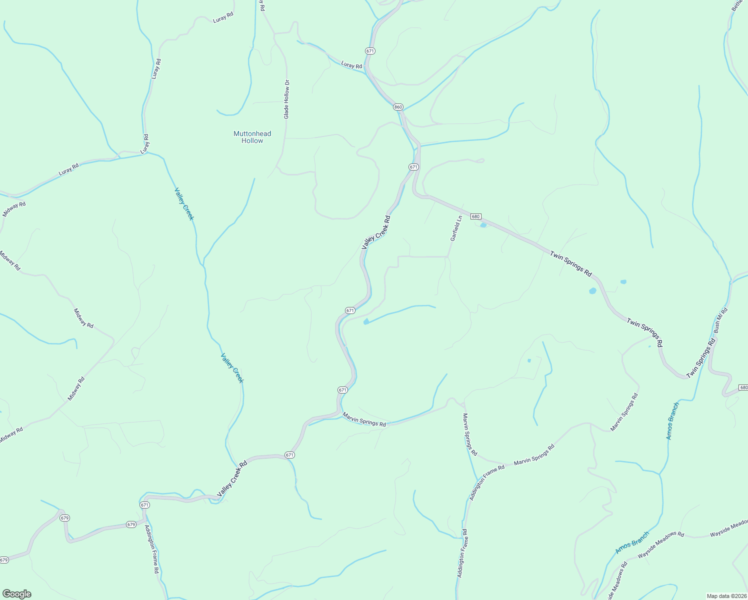 map of restaurants, bars, coffee shops, grocery stores, and more near 2664 Valley Creek Road in Nickelsville