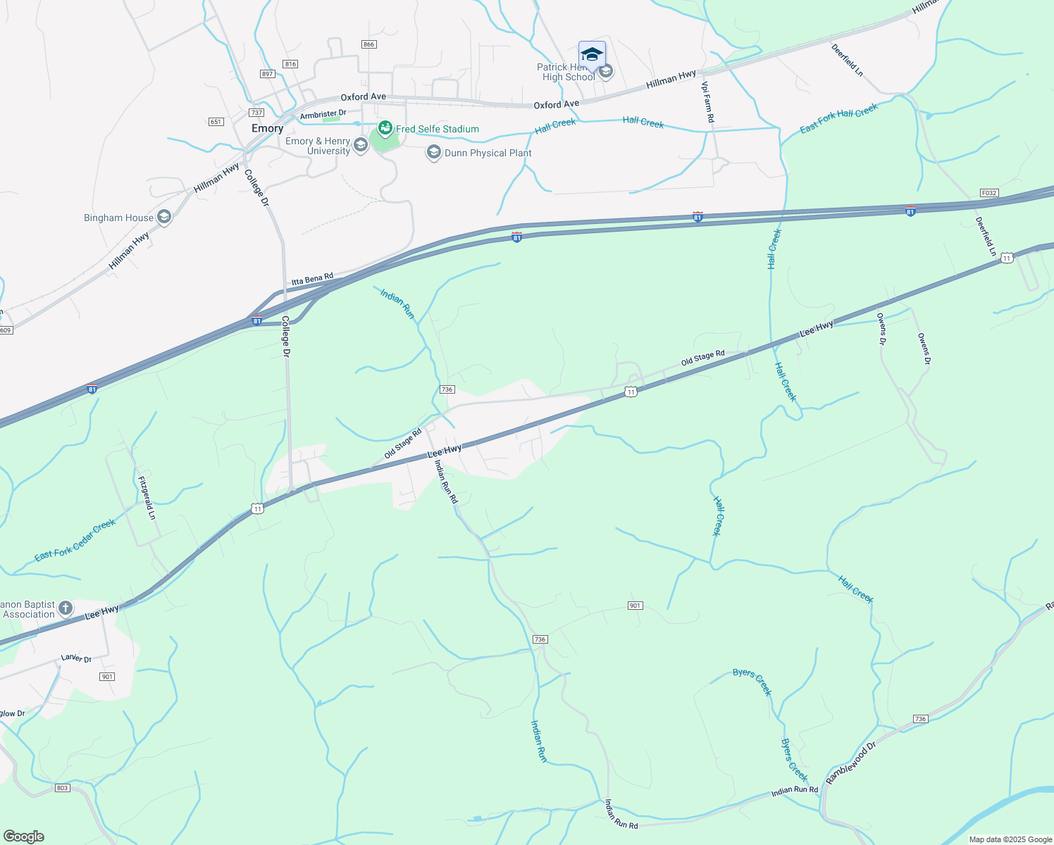 map of restaurants, bars, coffee shops, grocery stores, and more near 31283 Lee Highway in Glade Spring