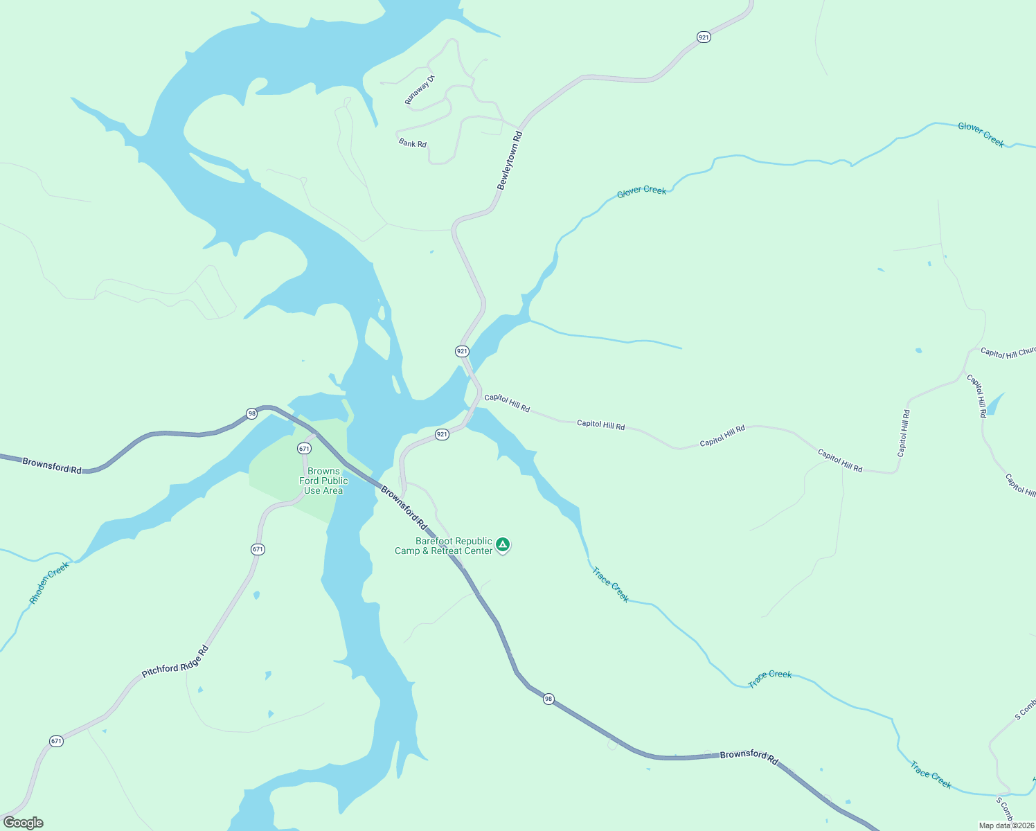 map of restaurants, bars, coffee shops, grocery stores, and more near 4200-4618 Capitol Hill Road in Fountain Run