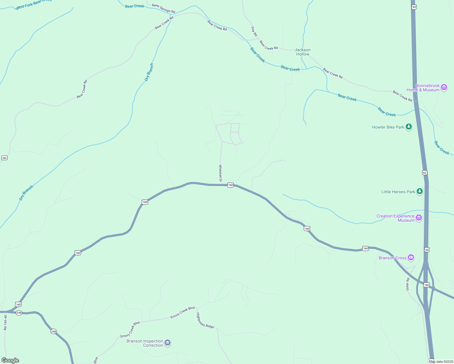 map of restaurants, bars, coffee shops, grocery stores, and more near 4110 U.S. 160 in Walnut Shade