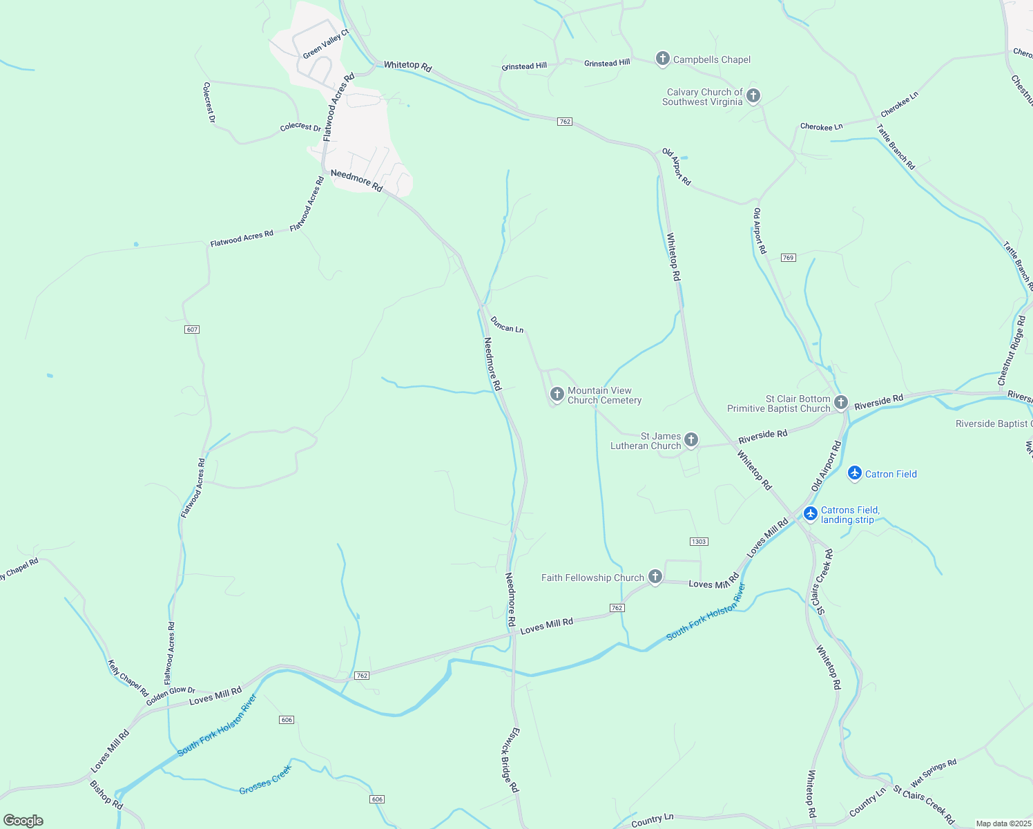 map of restaurants, bars, coffee shops, grocery stores, and more near 697 Needmore Road in Chilhowie