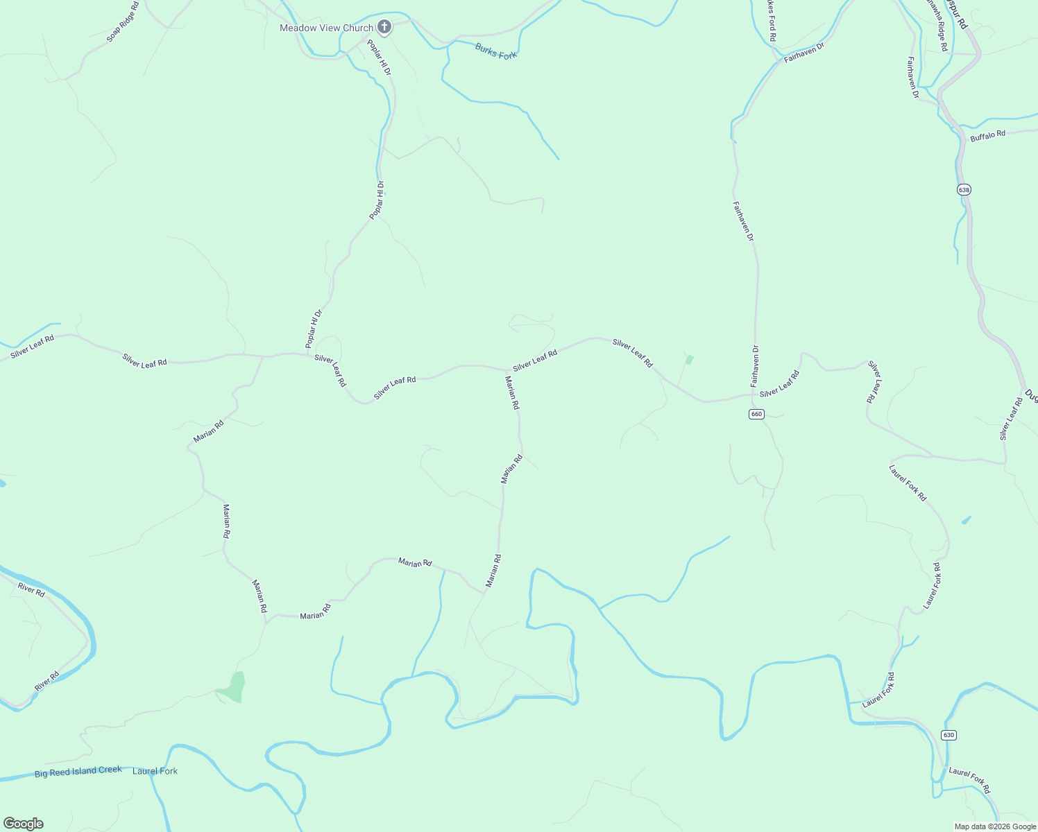 map of restaurants, bars, coffee shops, grocery stores, and more near 2636 Marian Road in Dugspur