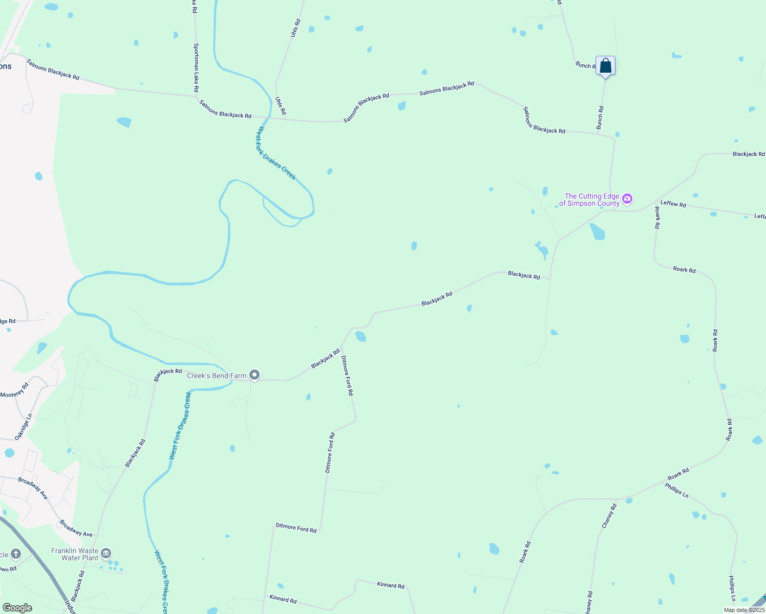 map of restaurants, bars, coffee shops, grocery stores, and more near 3139 Blackjack Road in Franklin