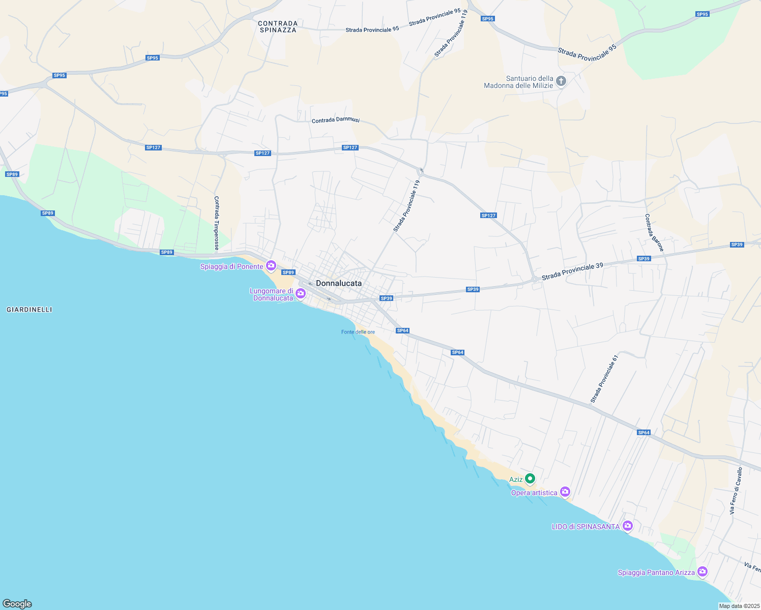 map of restaurants, bars, coffee shops, grocery stores, and more near 201 Via Lecce in Donnalucata