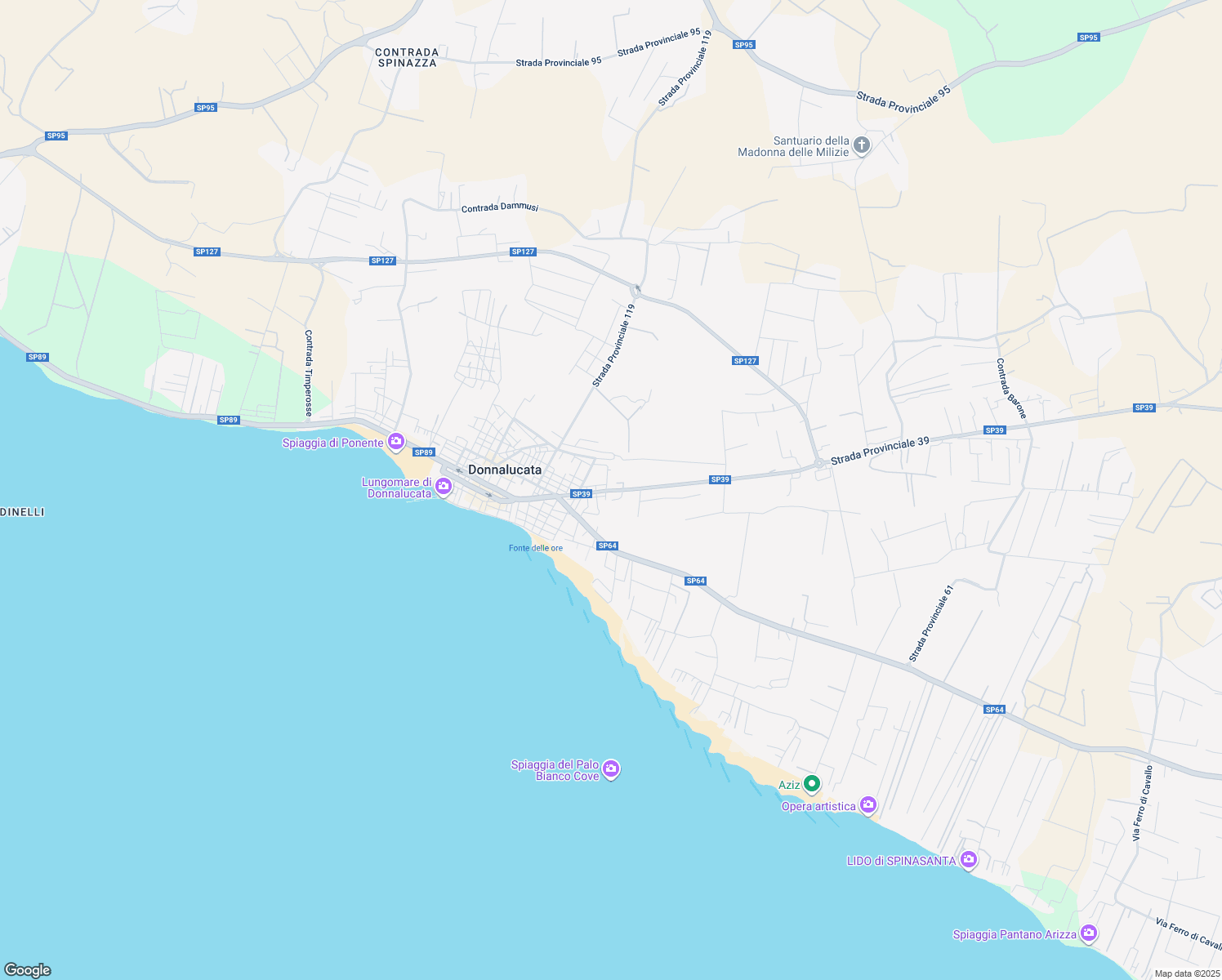map of restaurants, bars, coffee shops, grocery stores, and more near 161 Via Salvador Allende in Donnalucata