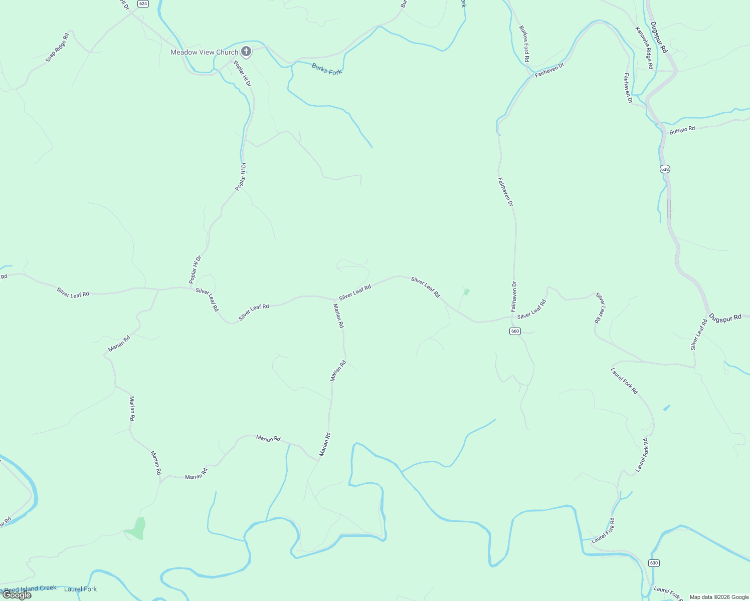 map of restaurants, bars, coffee shops, grocery stores, and more near 2636 Marian Road in Dugspur