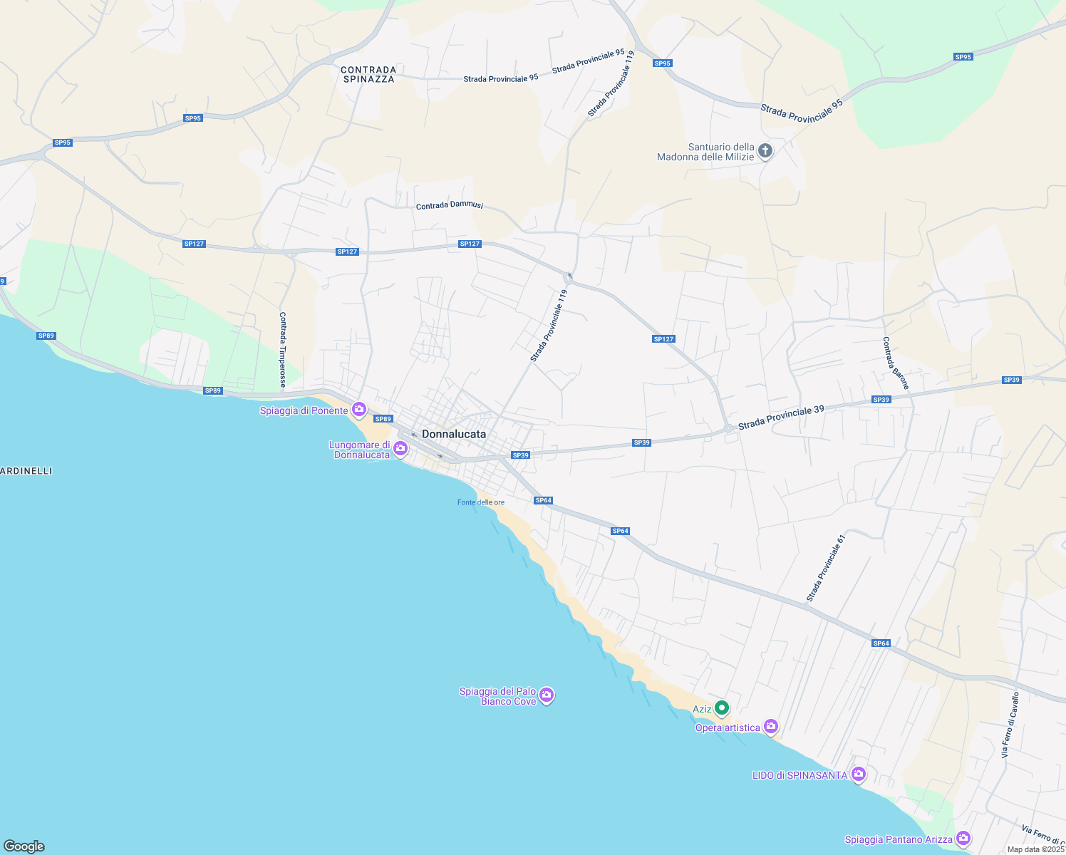 map of restaurants, bars, coffee shops, grocery stores, and more near 161 Via Salvador Allende in Donnalucata