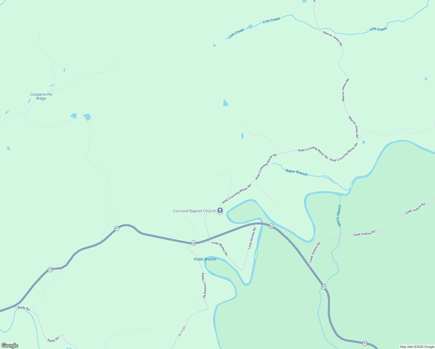 map of restaurants, bars, coffee shops, grocery stores, and more near South Burke Road in Monticello
