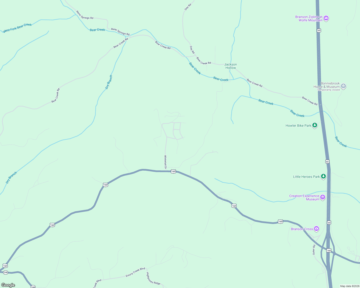 map of restaurants, bars, coffee shops, grocery stores, and more near 260 Gabby Lane in Taney