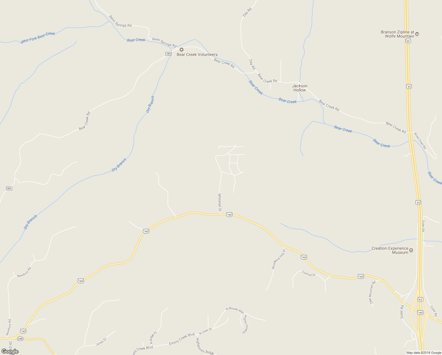 map of restaurants, bars, coffee shops, grocery stores, and more near 191 Whitetail Drive in Walnut Shade