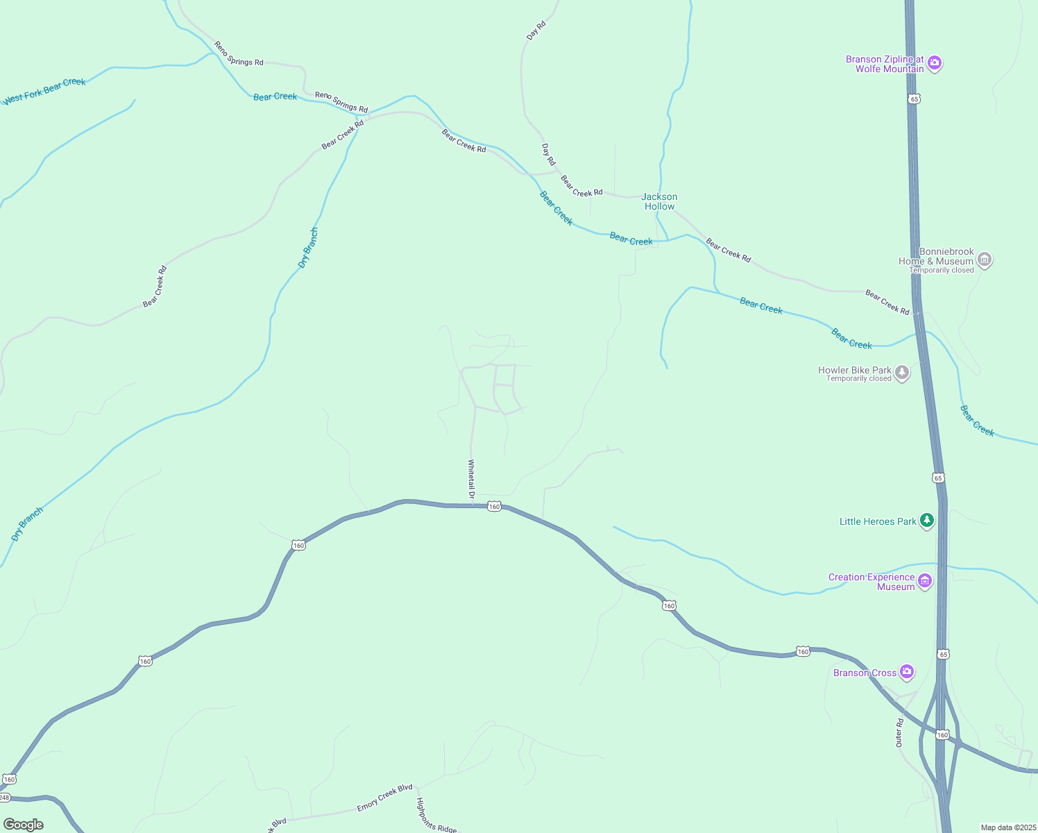 map of restaurants, bars, coffee shops, grocery stores, and more near 260 Gabby Lane in Walnut Shade