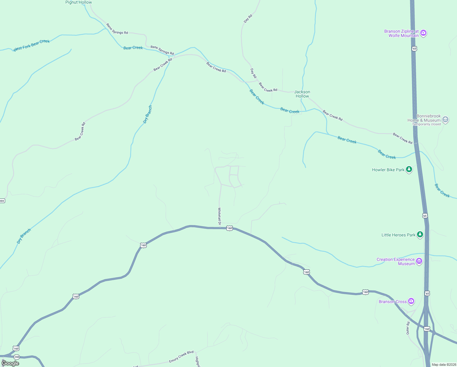 map of restaurants, bars, coffee shops, grocery stores, and more near Gabby Ln in Walnut Shade