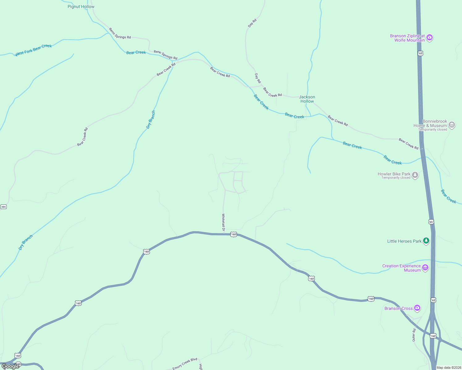 map of restaurants, bars, coffee shops, grocery stores, and more near 186 Jacks Hollow Road in Walnut Shade