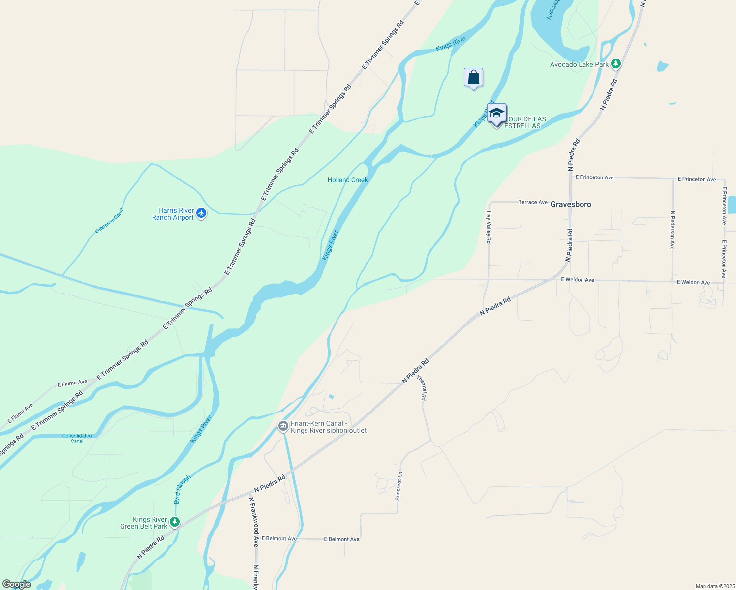 map of restaurants, bars, coffee shops, grocery stores, and more near 20011 East Weldon Avenue in Sanger