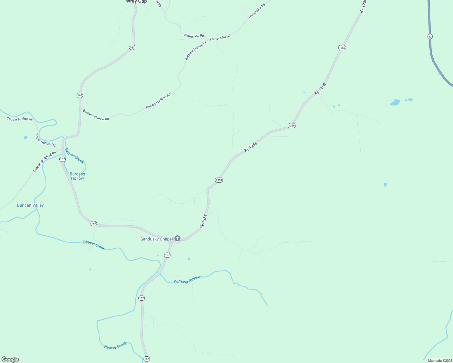 map of restaurants, bars, coffee shops, grocery stores, and more near Ky-1258 in Monticello