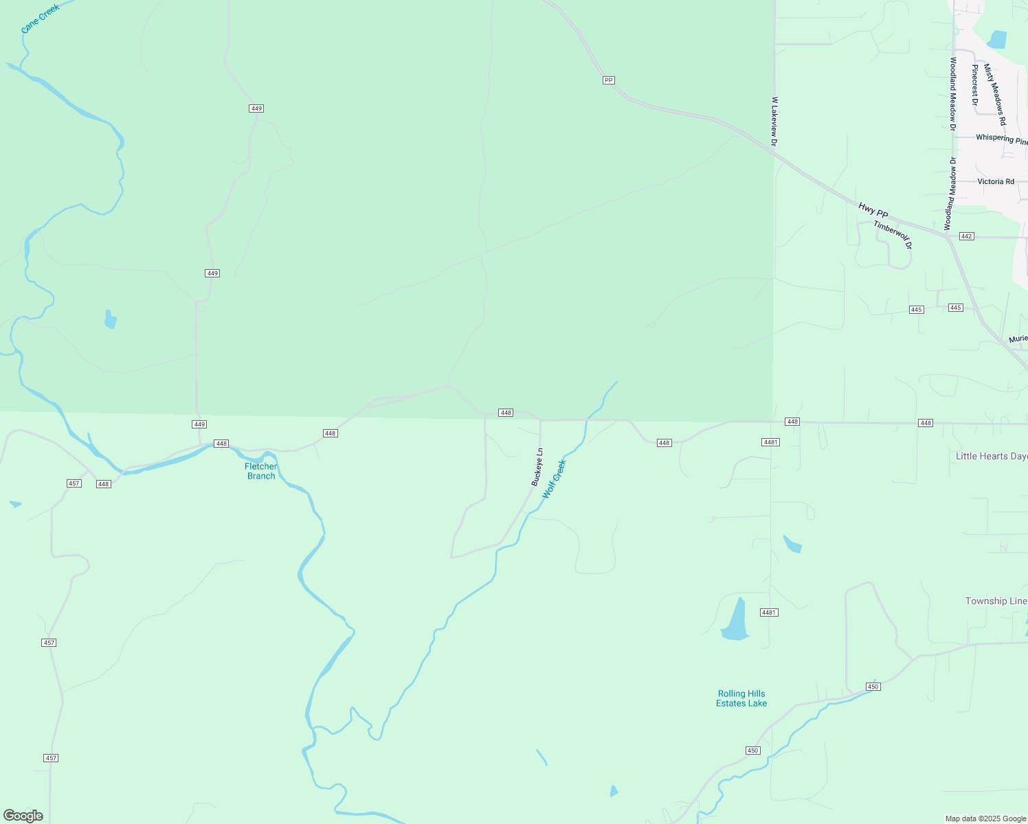 map of restaurants, bars, coffee shops, grocery stores, and more near 2405 Co Road 448 in Poplar Bluff