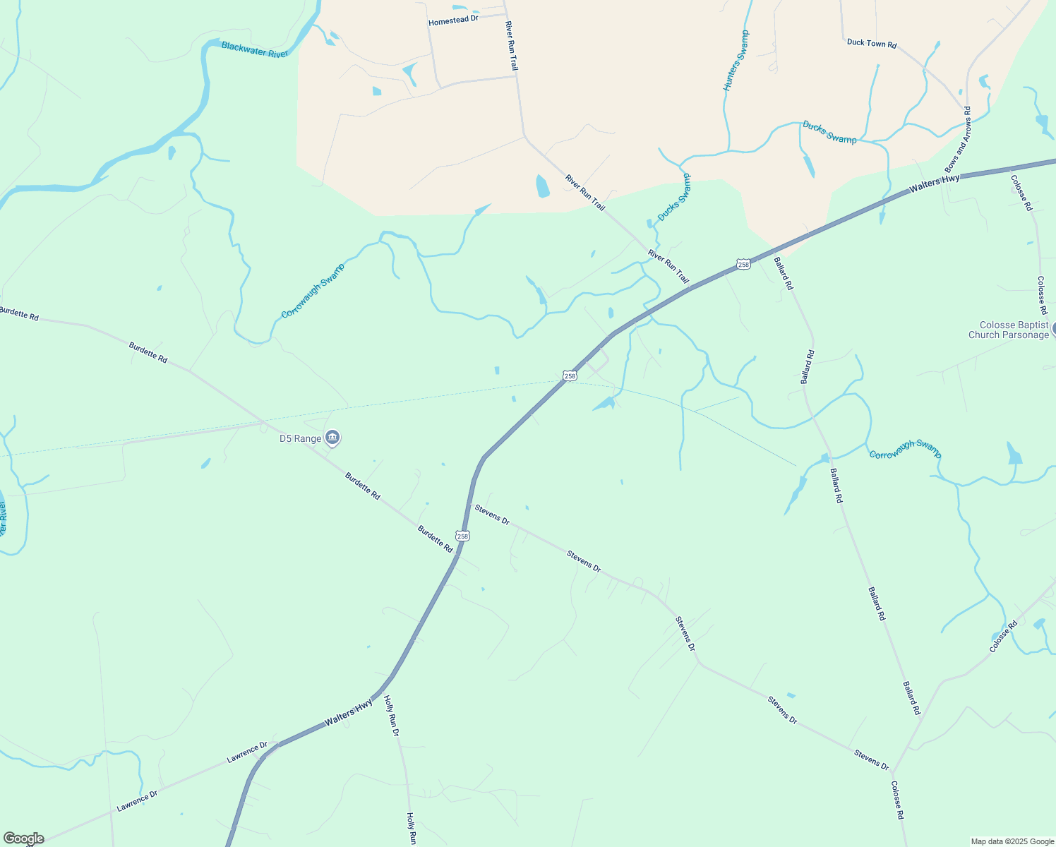 map of restaurants, bars, coffee shops, grocery stores, and more near 28021 Walters Highway in Carrsville
