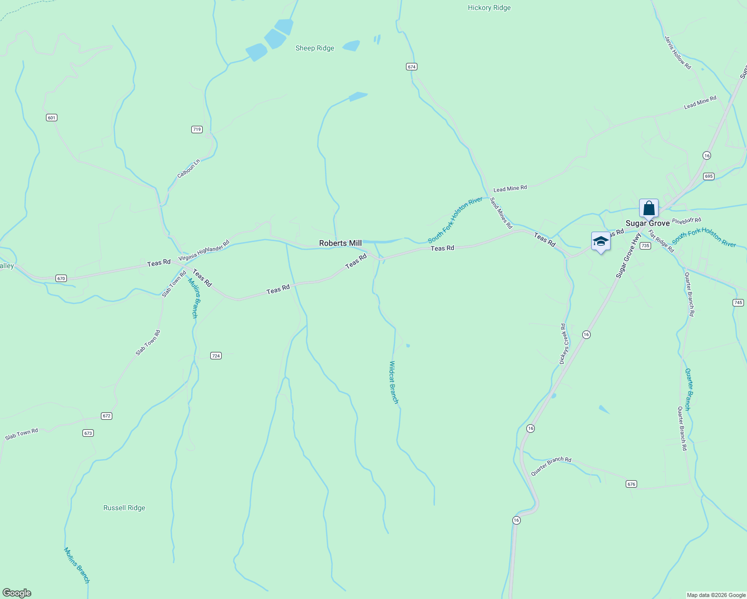 map of restaurants, bars, coffee shops, grocery stores, and more near 788 Teas Road in Sugar Grove