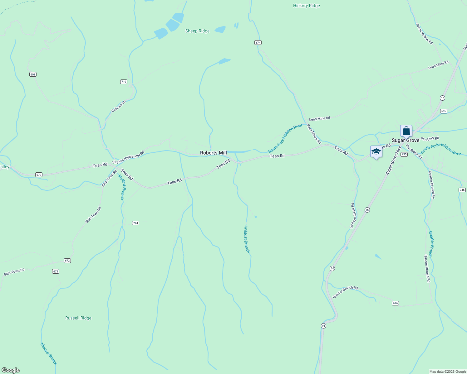 map of restaurants, bars, coffee shops, grocery stores, and more near 788 Teas Road in Sugar Grove