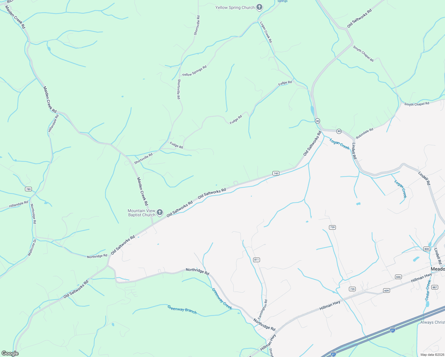 map of restaurants, bars, coffee shops, grocery stores, and more near 27103 Old Saltworks Road in Meadowview