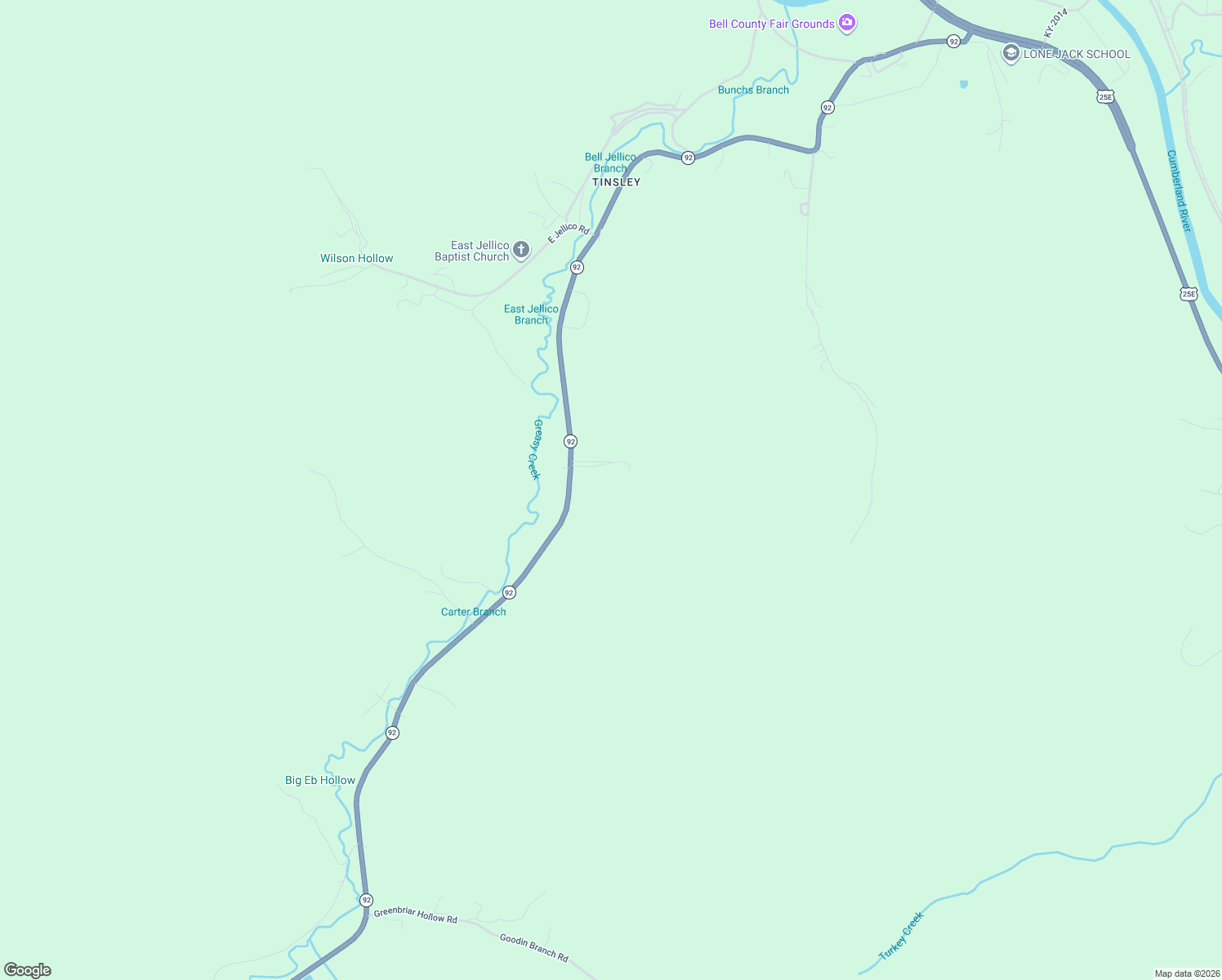 map of restaurants, bars, coffee shops, grocery stores, and more near 2393 Kentucky 92 in Pineville