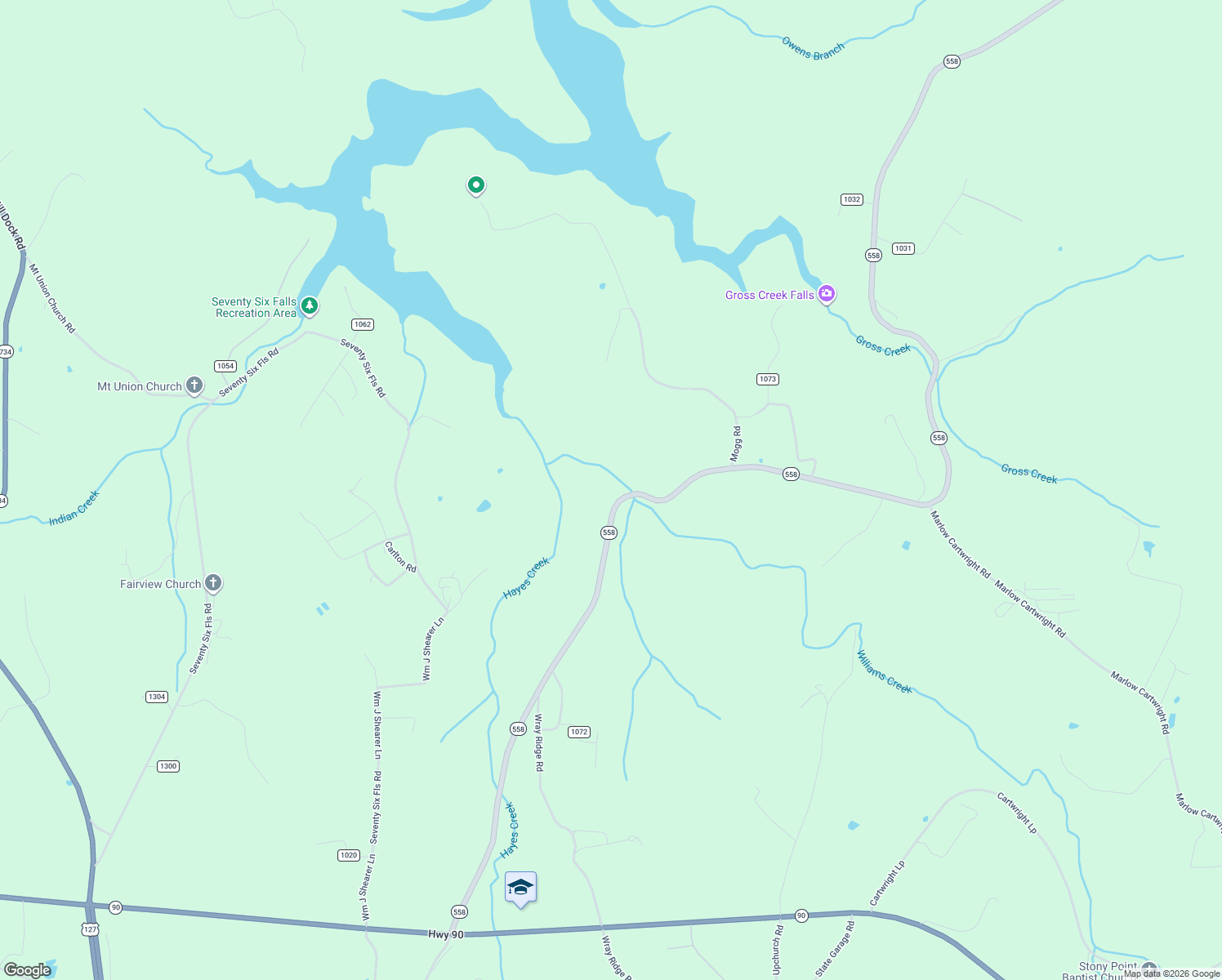 map of restaurants, bars, coffee shops, grocery stores, and more near State Highway 558 in Albany