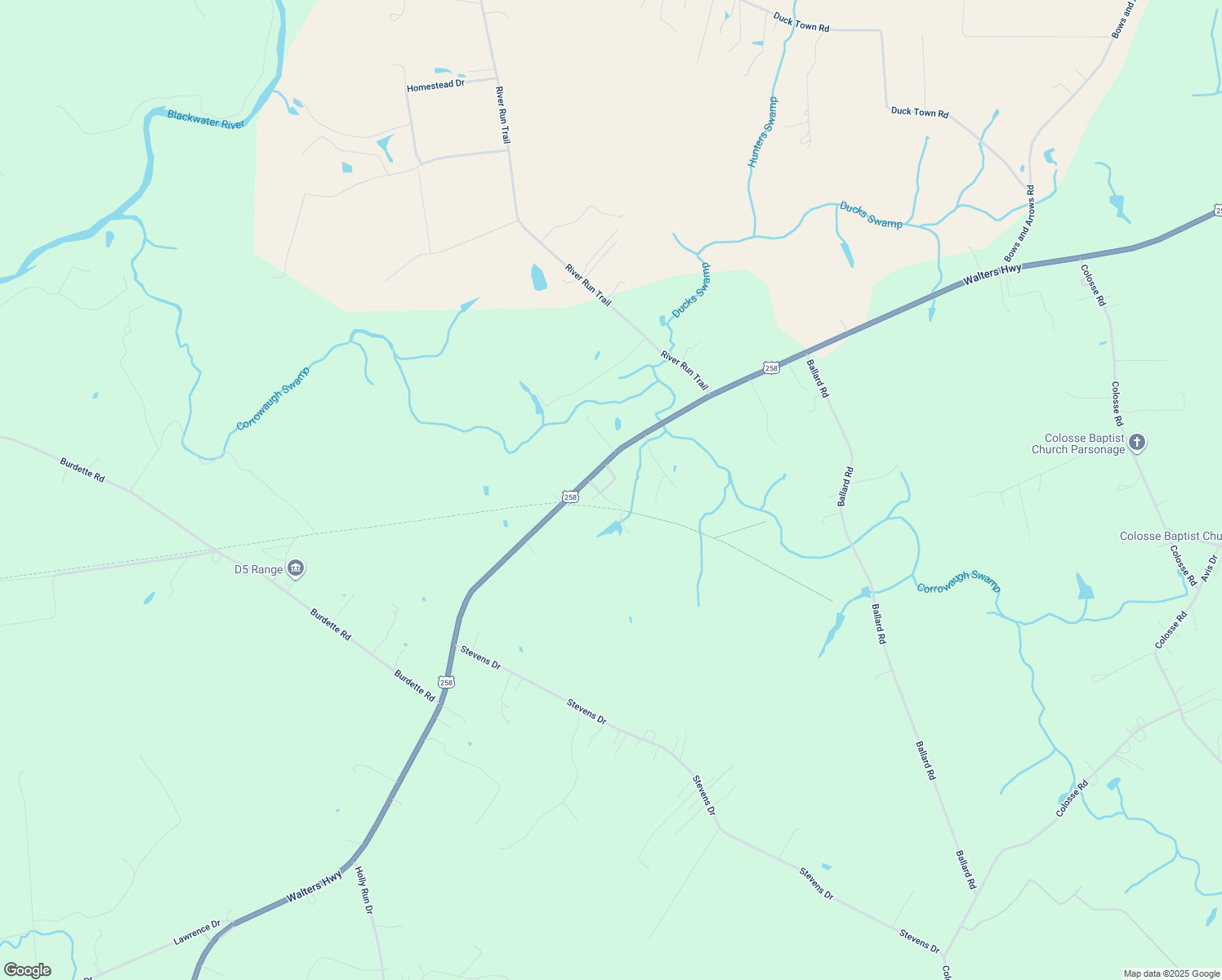 map of restaurants, bars, coffee shops, grocery stores, and more near 4384 Cox Street in Carrsville