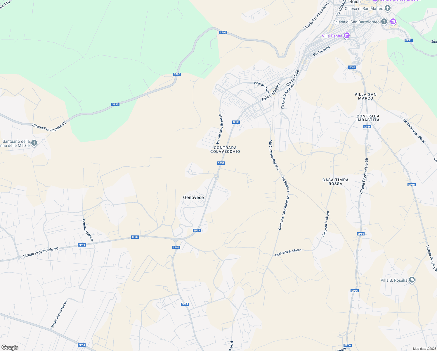 map of restaurants, bars, coffee shops, grocery stores, and more near Via Colavecchio in Ragusa