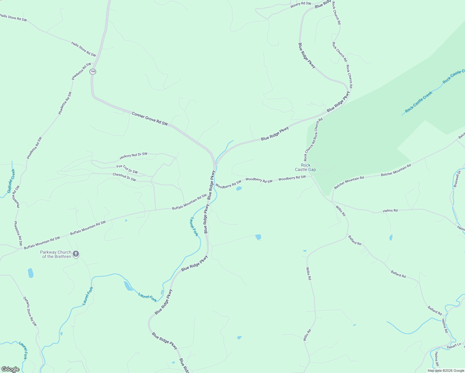 map of restaurants, bars, coffee shops, grocery stores, and more near 120-144 Woodberry Road Southwest in Meadows of Dan