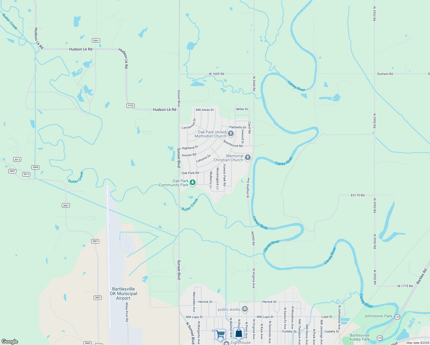 map of restaurants, bars, coffee shops, grocery stores, and more near 122 Mulberry Lane in Bartlesville