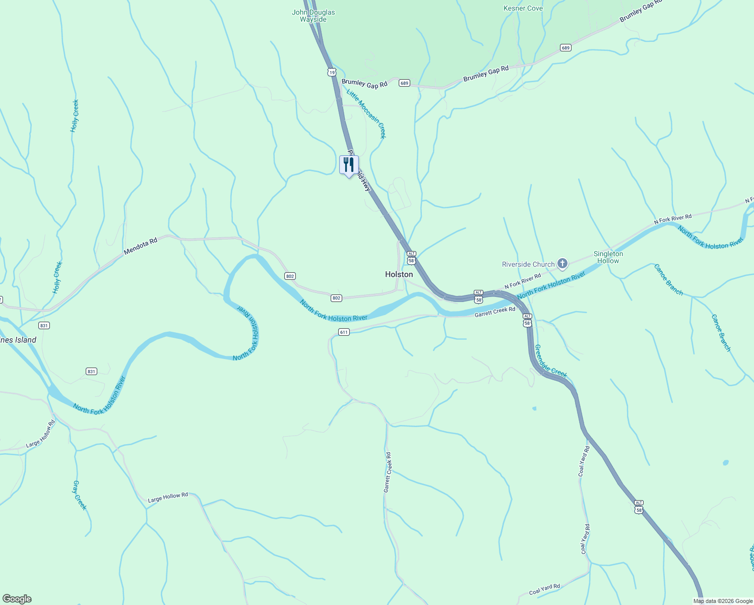 map of restaurants, bars, coffee shops, grocery stores, and more near 16020 Mendota Road in Abingdon